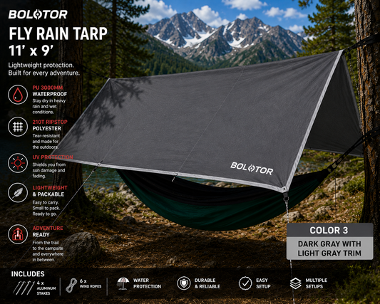 BOLOTOR Fly Rain Tarp    11' x 9' Waterproof Adventure Shelter