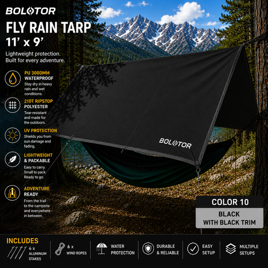 BOLOTOR Fly Rain Tarp    11' x 9' Waterproof Adventure Shelter