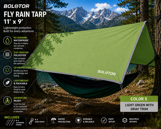 BOLOTOR Fly Rain Tarp    11' x 9' Waterproof Adventure Shelter