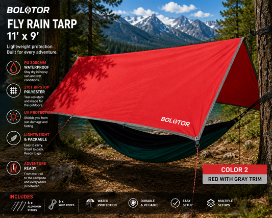 BOLOTOR Fly Rain Tarp    11' x 9' Waterproof Adventure Shelter