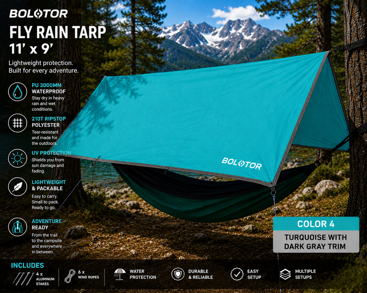 BOLOTOR Fly Rain Tarp    11' x 9' Waterproof Adventure Shelter