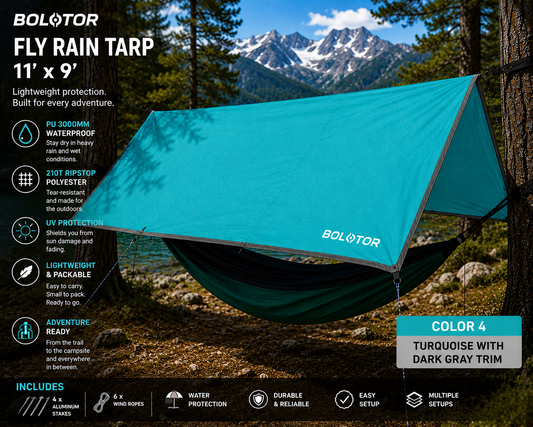 BOLOTOR Fly Rain Tarp    11' x 9' Waterproof Adventure Shelter